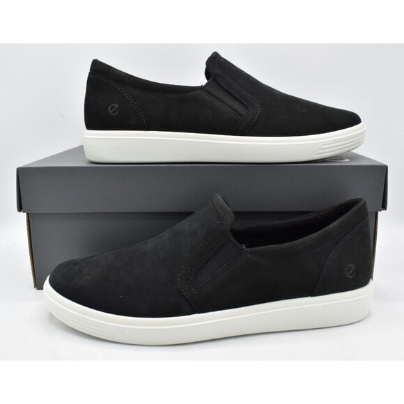 ECCO EU 38 US 7-7.5 Soft Classic Black Leather Slip On Sneakers Shoes - Picture 9 of 11
